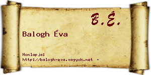 Balogh Éva névjegykártya